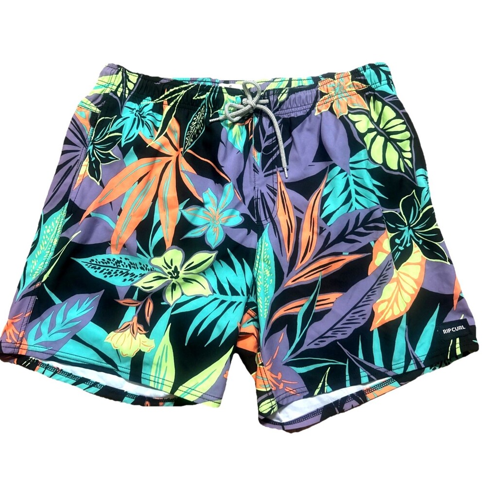 Rip Curl Lay Days Rio Volley Men's XL Board Shorts Swim Trunks Floral Tropical